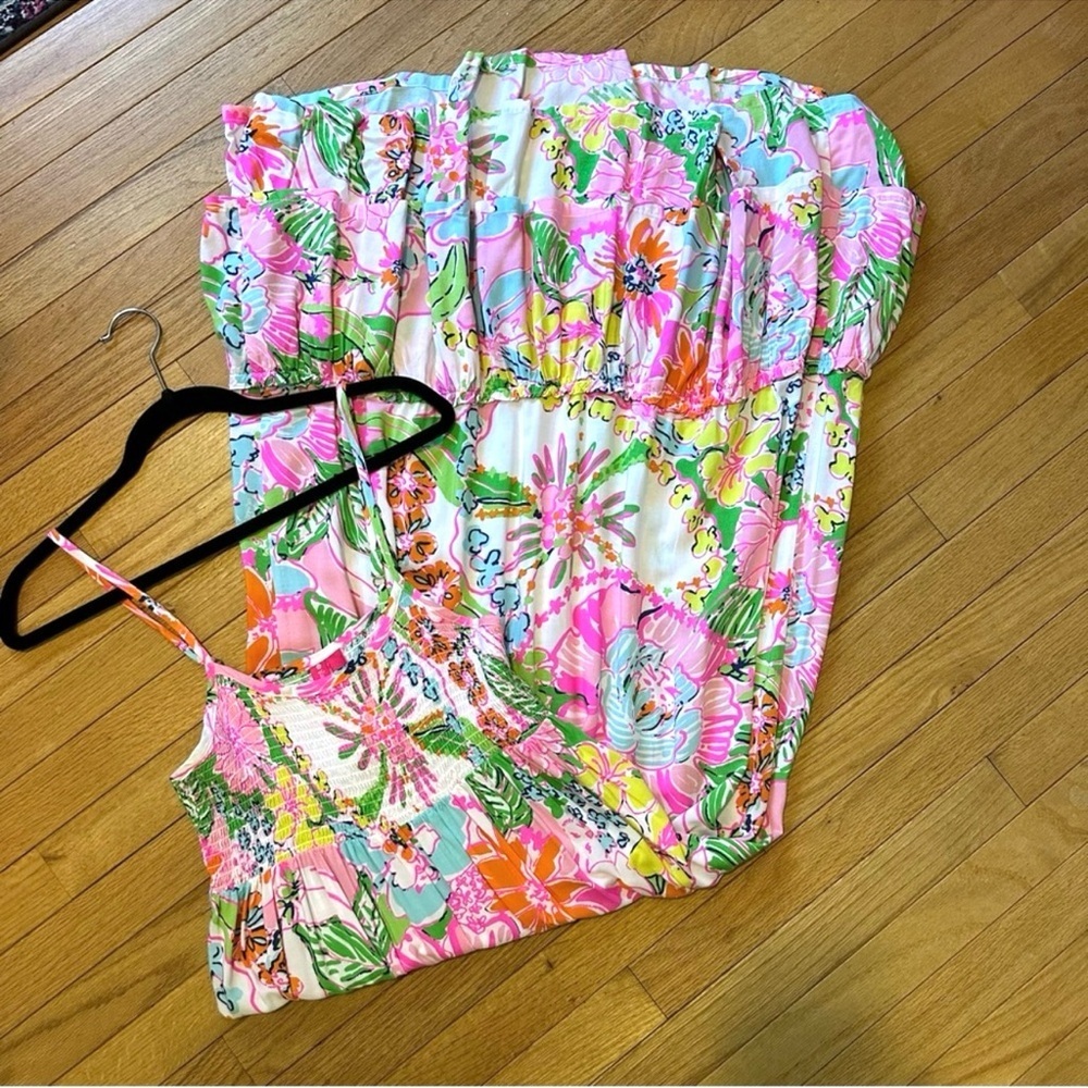 Lilly Pulitzer For Target Nosey Posey Floral Tiered Smocked Maxi Dress XL 14/16